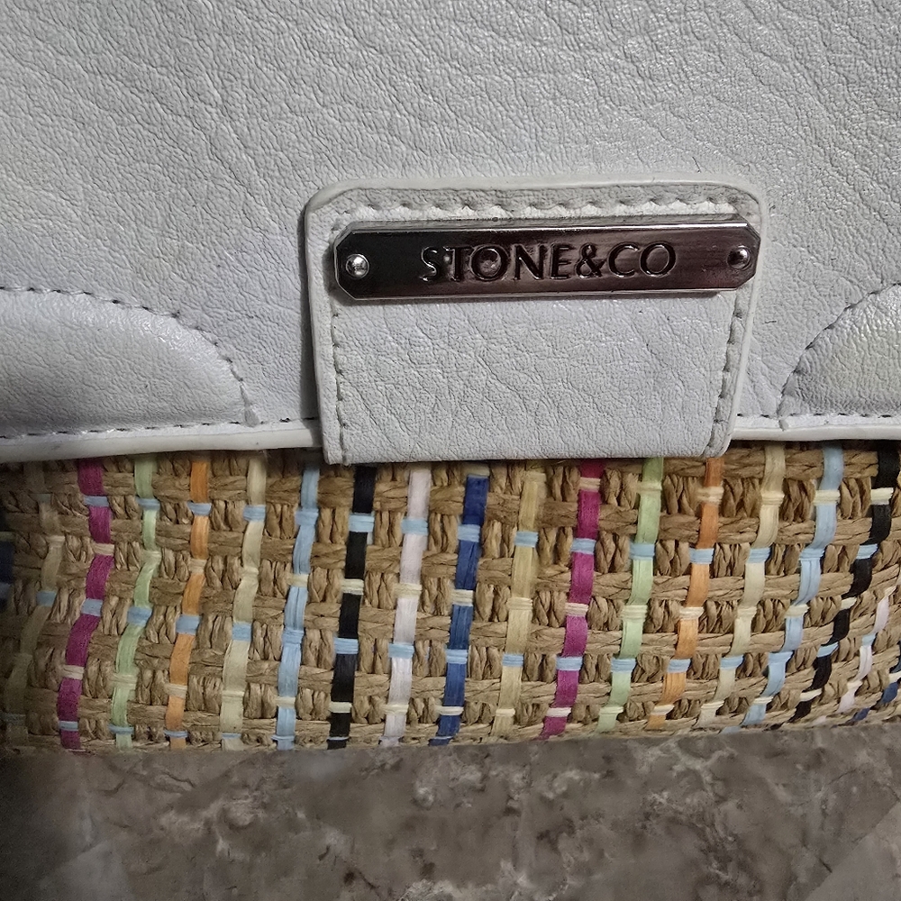 Stone & Co. Cohasset Cream & Multicolor Woven Straw Shoulder Bag - Picture 4 of 16